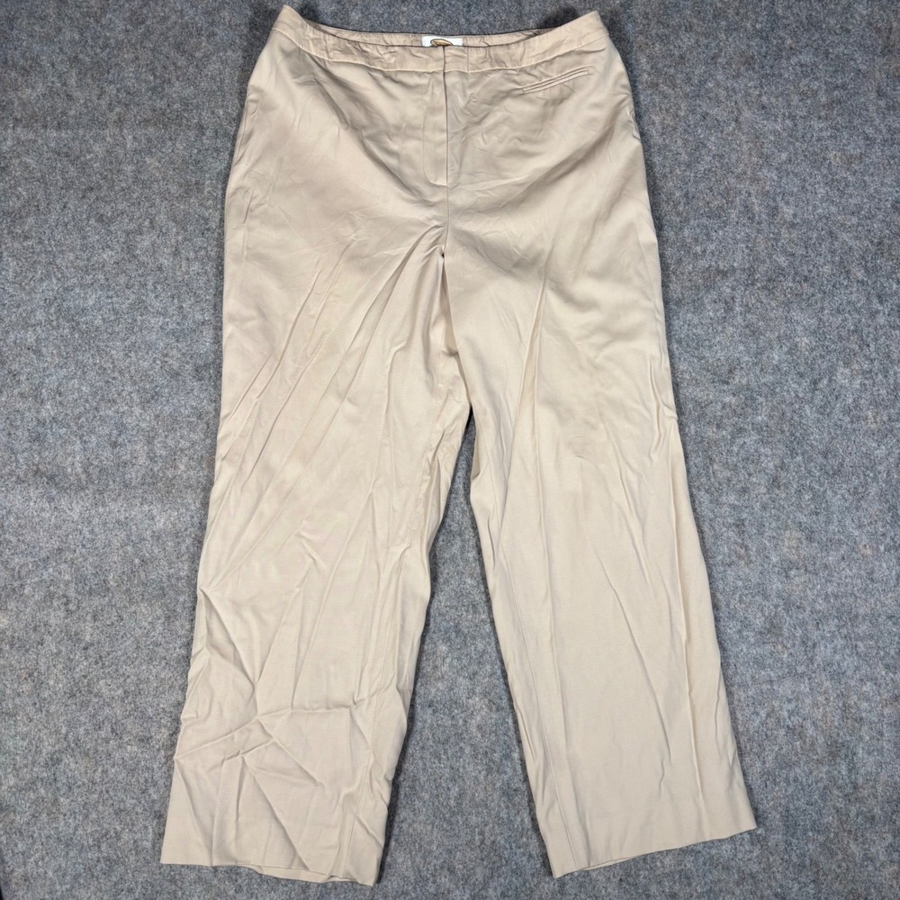 Talbots‎ Trousers Womens 14 Tan Fair Italian Stretch Wool Blend Straight Leg